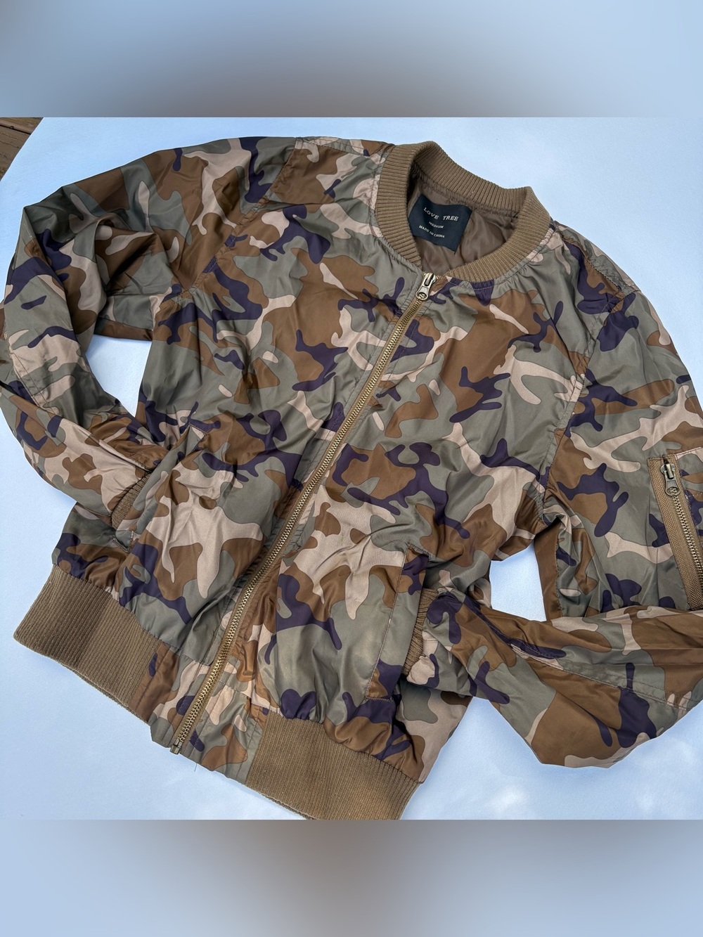 Love Tree Camo Bomber Jacket